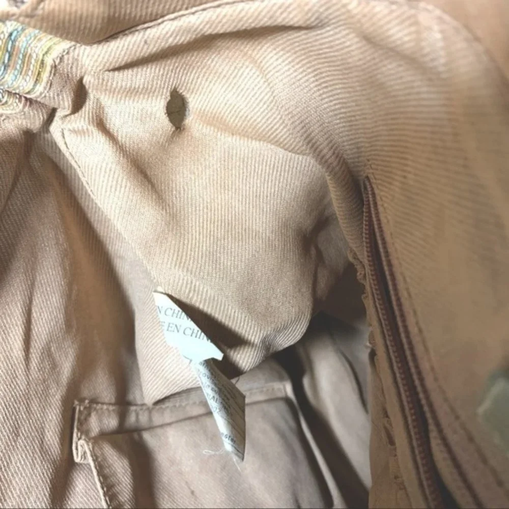 Cabrelli Vintage Tapestry Style Hand Bag Earth Tone Golden Wooden - Picture 6 of 10